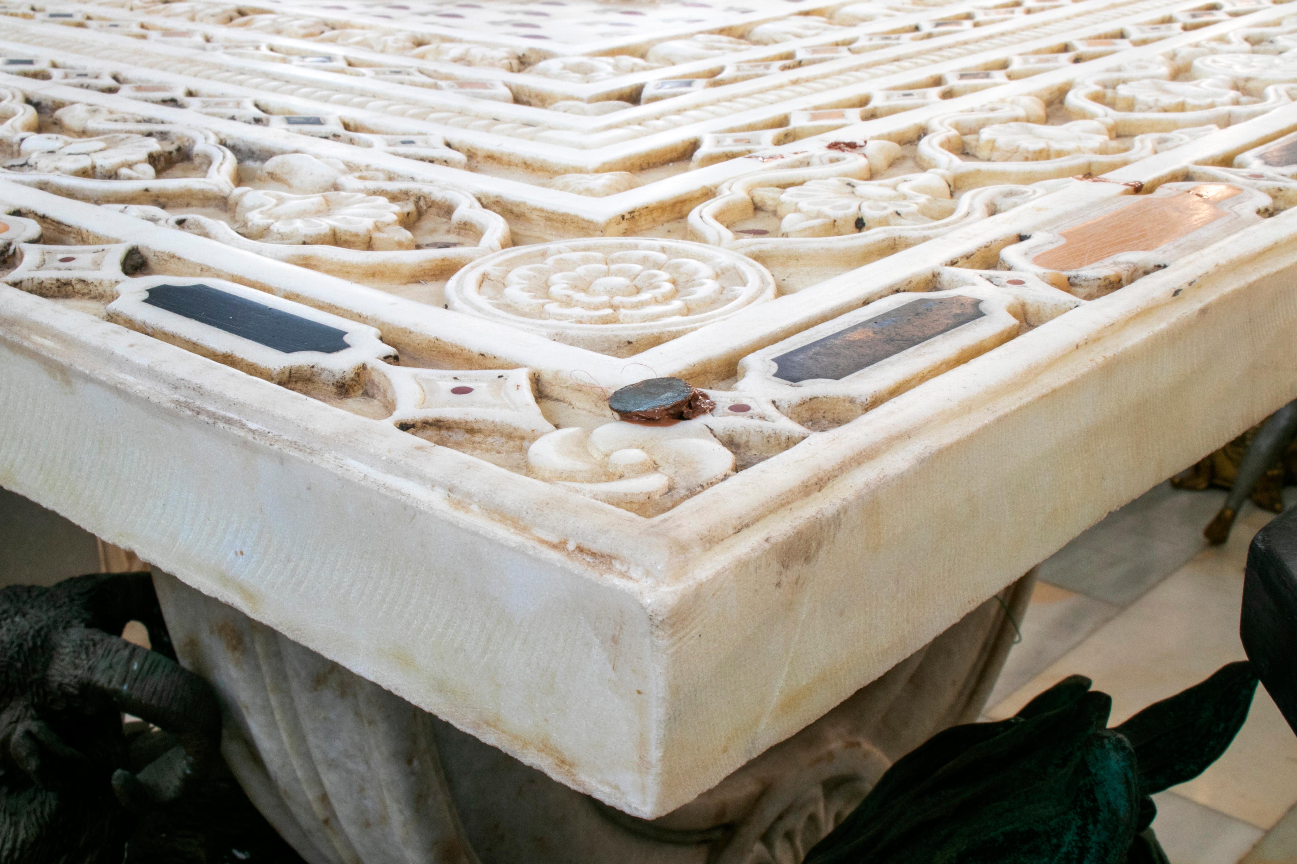 marble inlay dining table