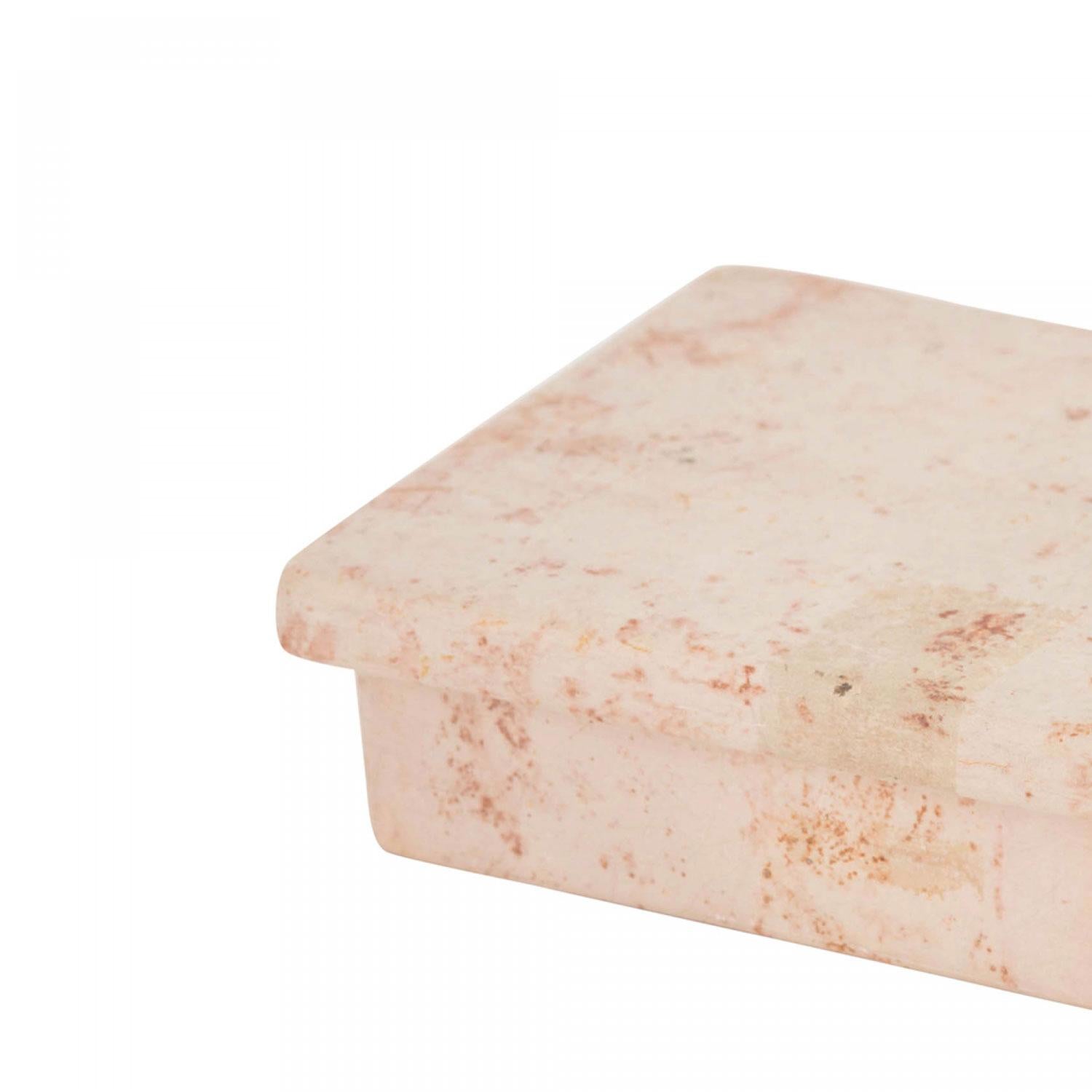 American Rectangular Pink Marble Box For Sale