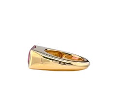 Anello rettangolare con tormalina rosa - Oro giallo 18 carati