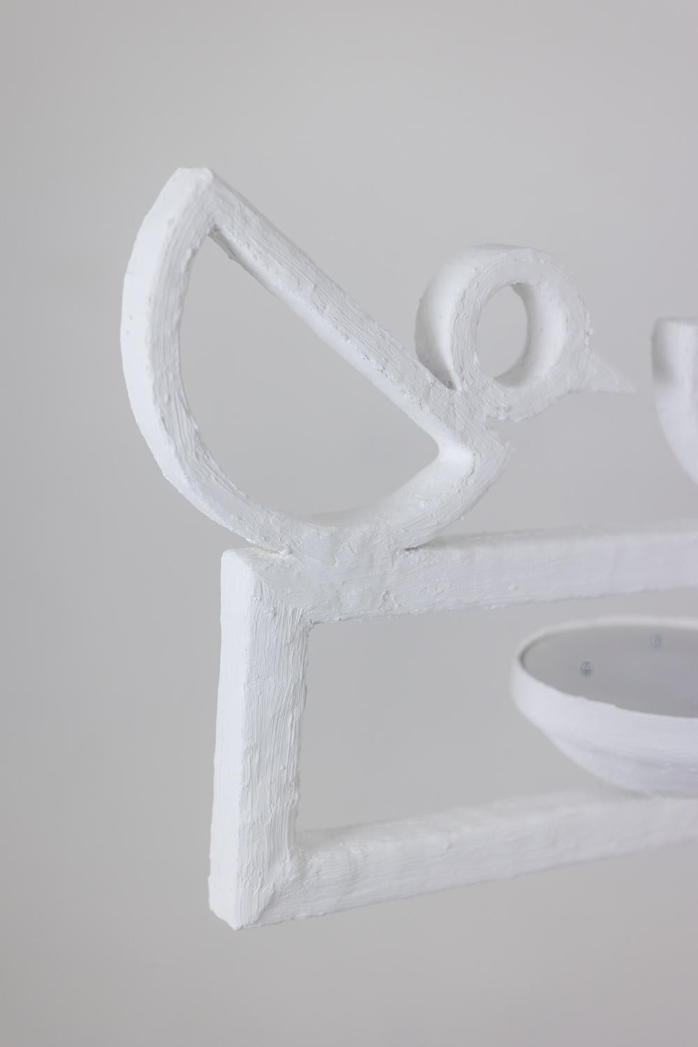 Rectangular plaster chandelier decorated with birds. For Sale 1