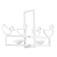 Rectangular plaster chandelier decorated with birds.