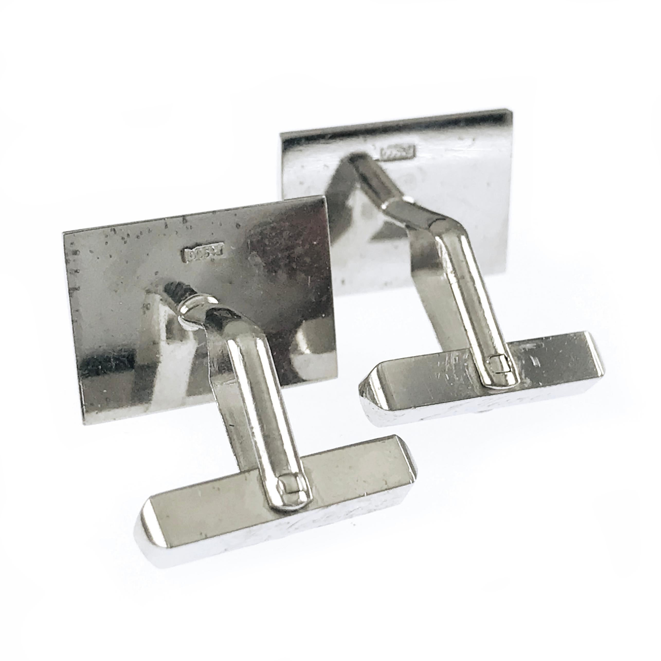 Rectangular Platinum Diamond Cufflinks - image 3