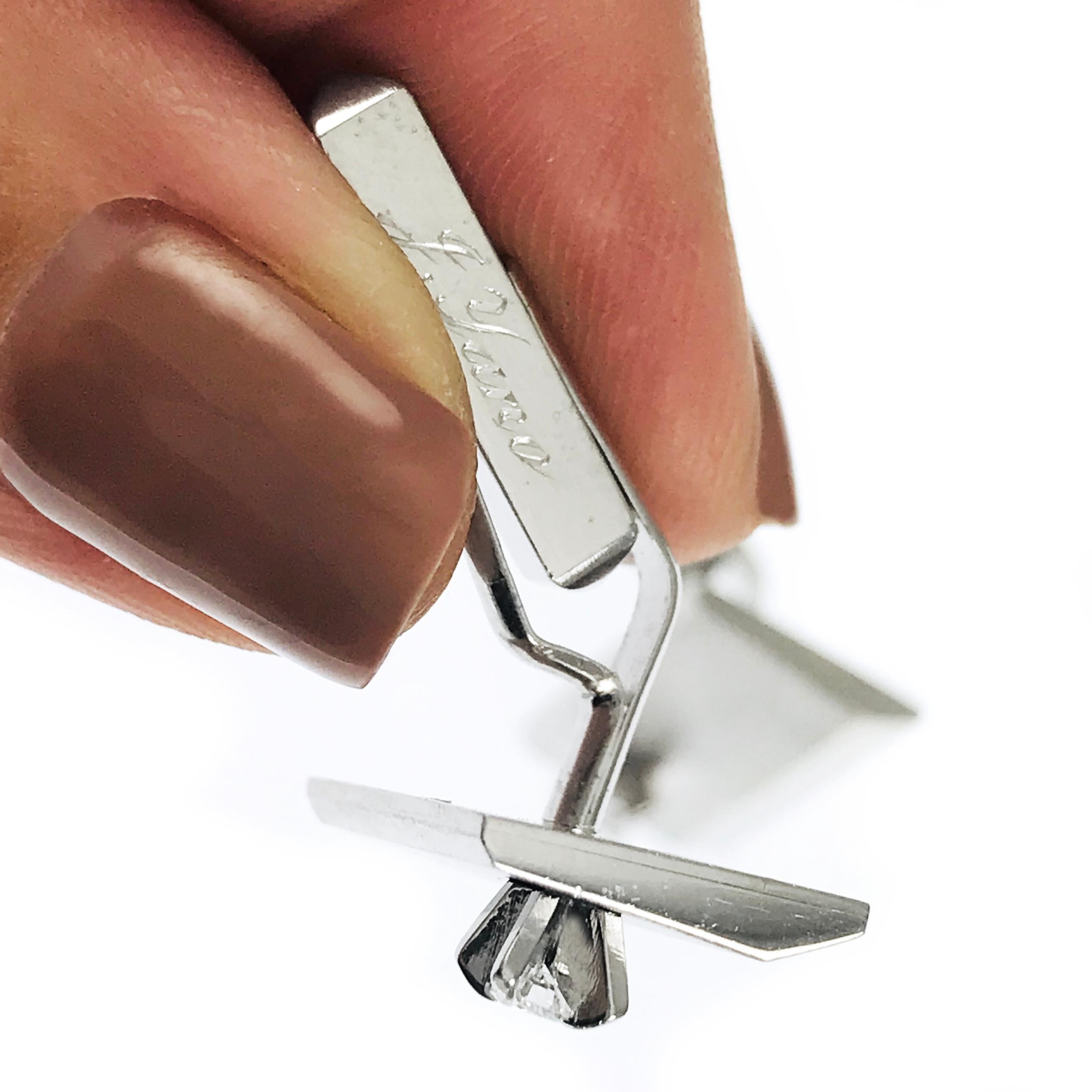 Rectangular Platinum Diamond Cufflinks - image 5