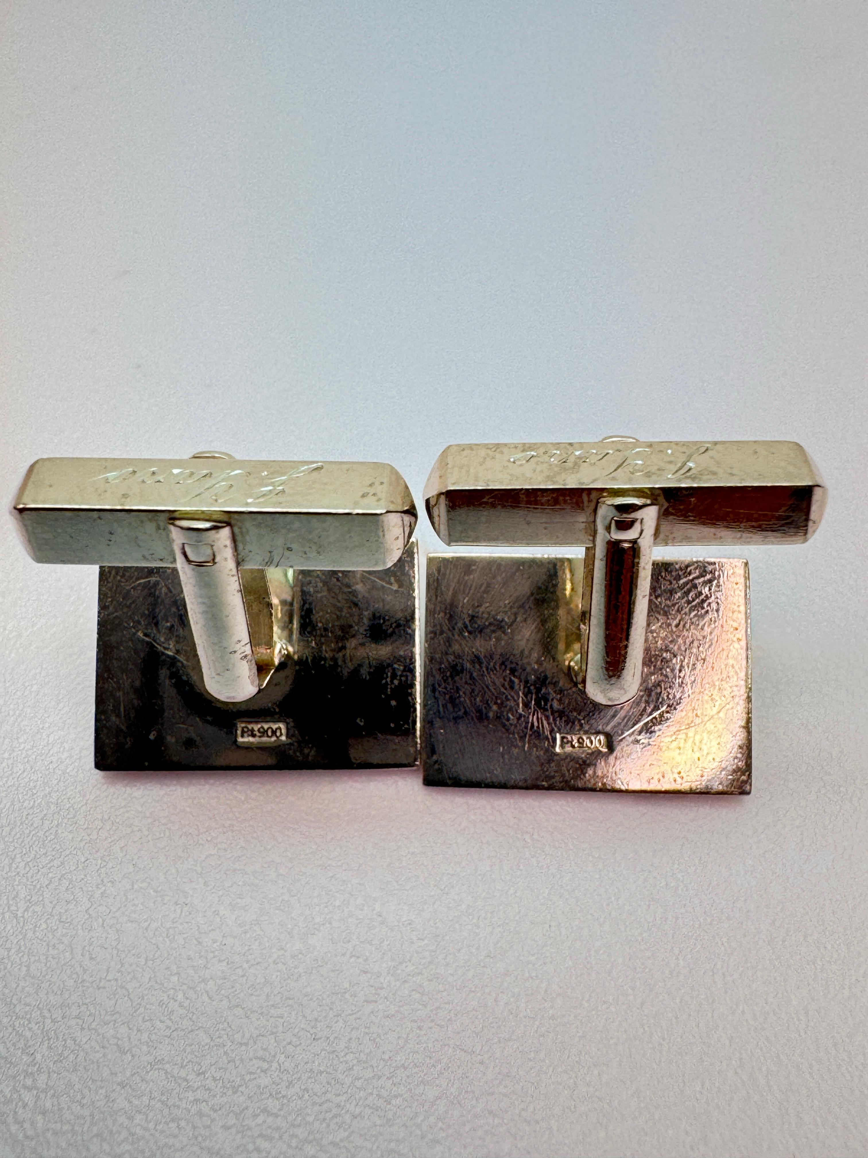 Rectangular Platinum Diamond Cufflinks - image 7