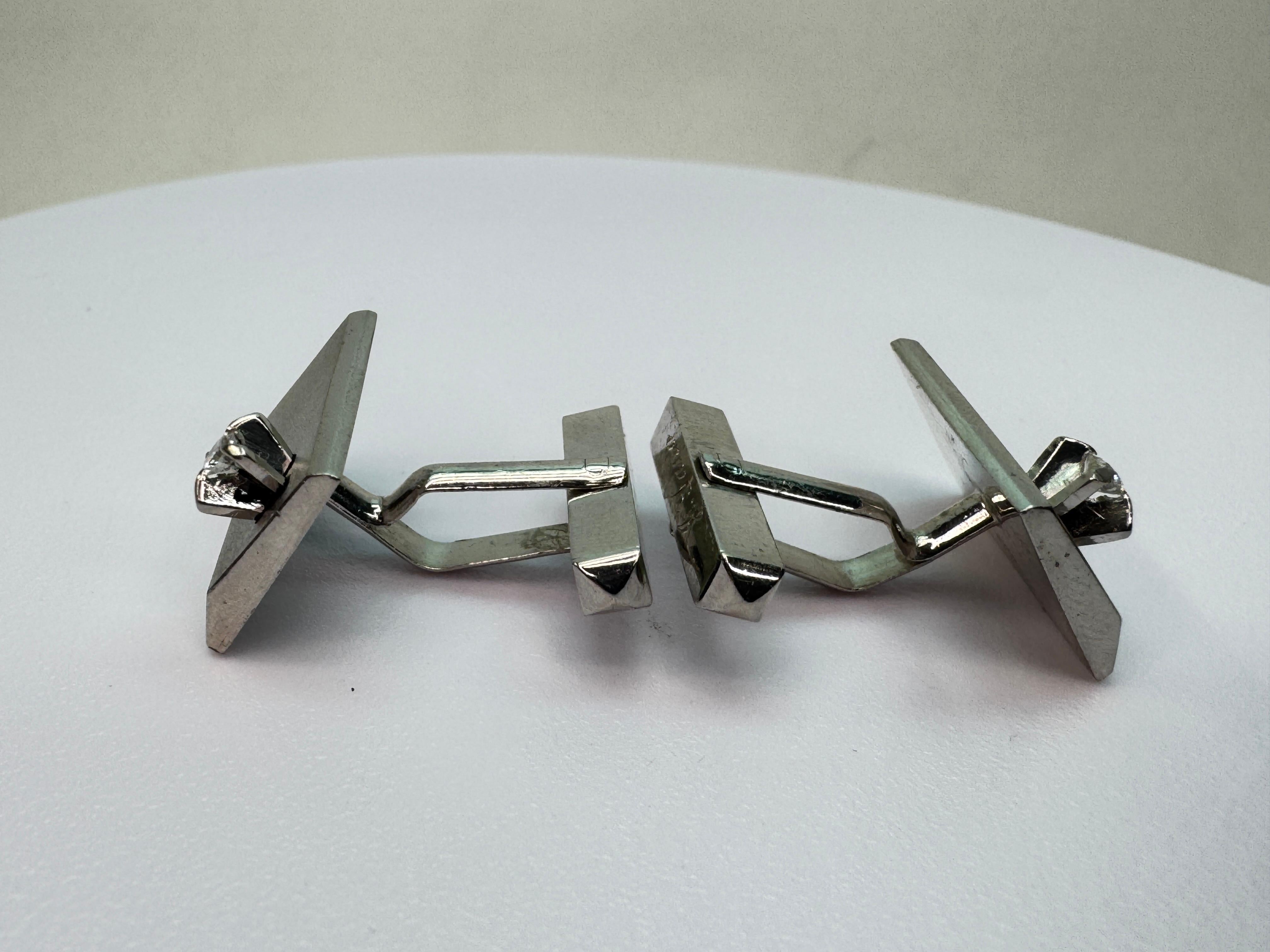Rectangular Platinum Diamond Cufflinks - image 8