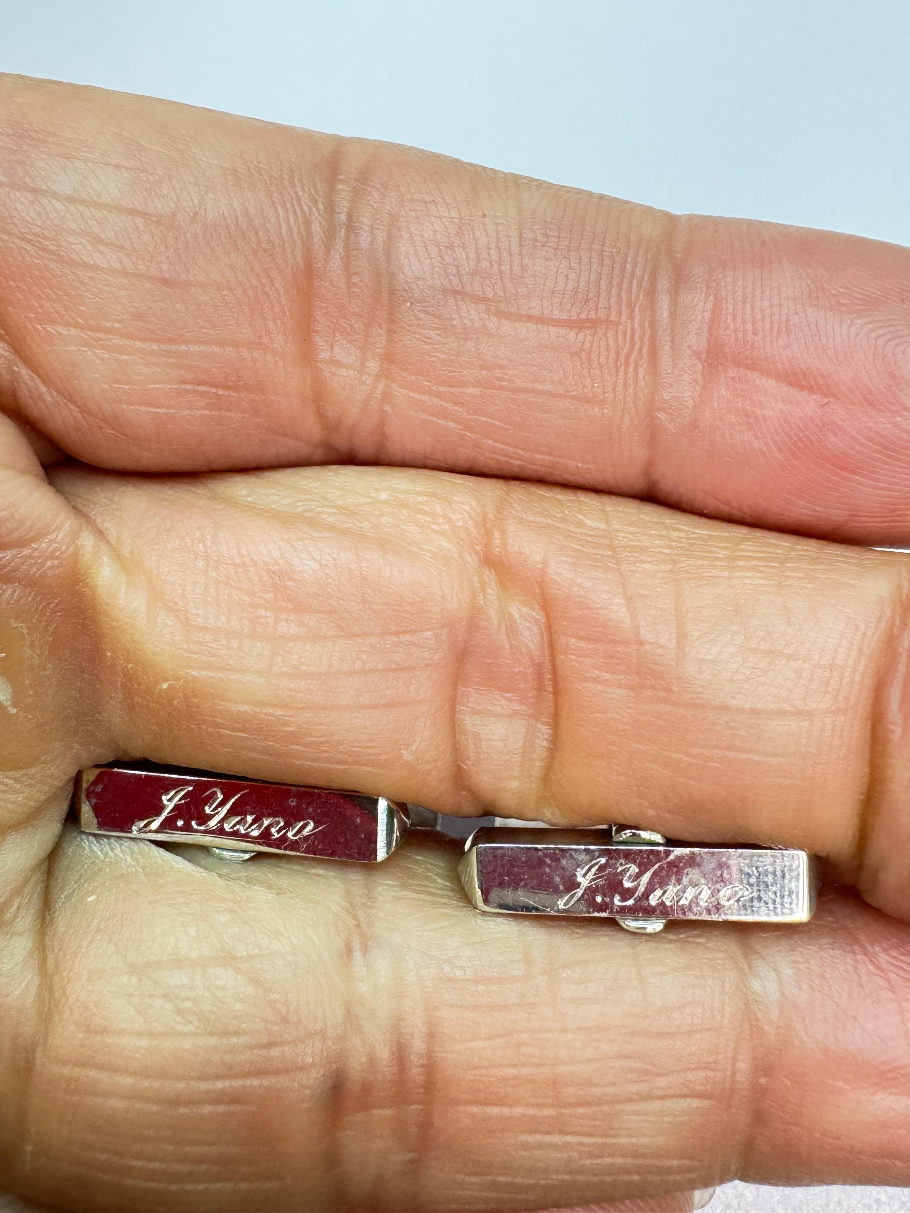 Rectangular Platinum Diamond Cufflinks - image 9