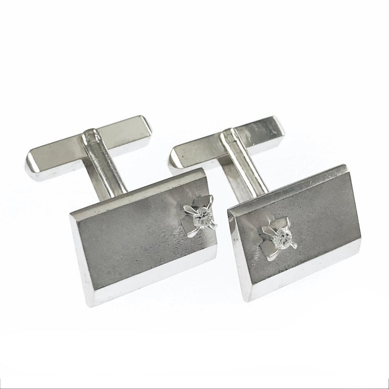 Silver Pyramid Rectangle Cufflinks-CL1827