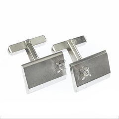 Rechteckige Platin-Diamant-Manschettenknöpfe, Retro-Stil, Japan, 1980