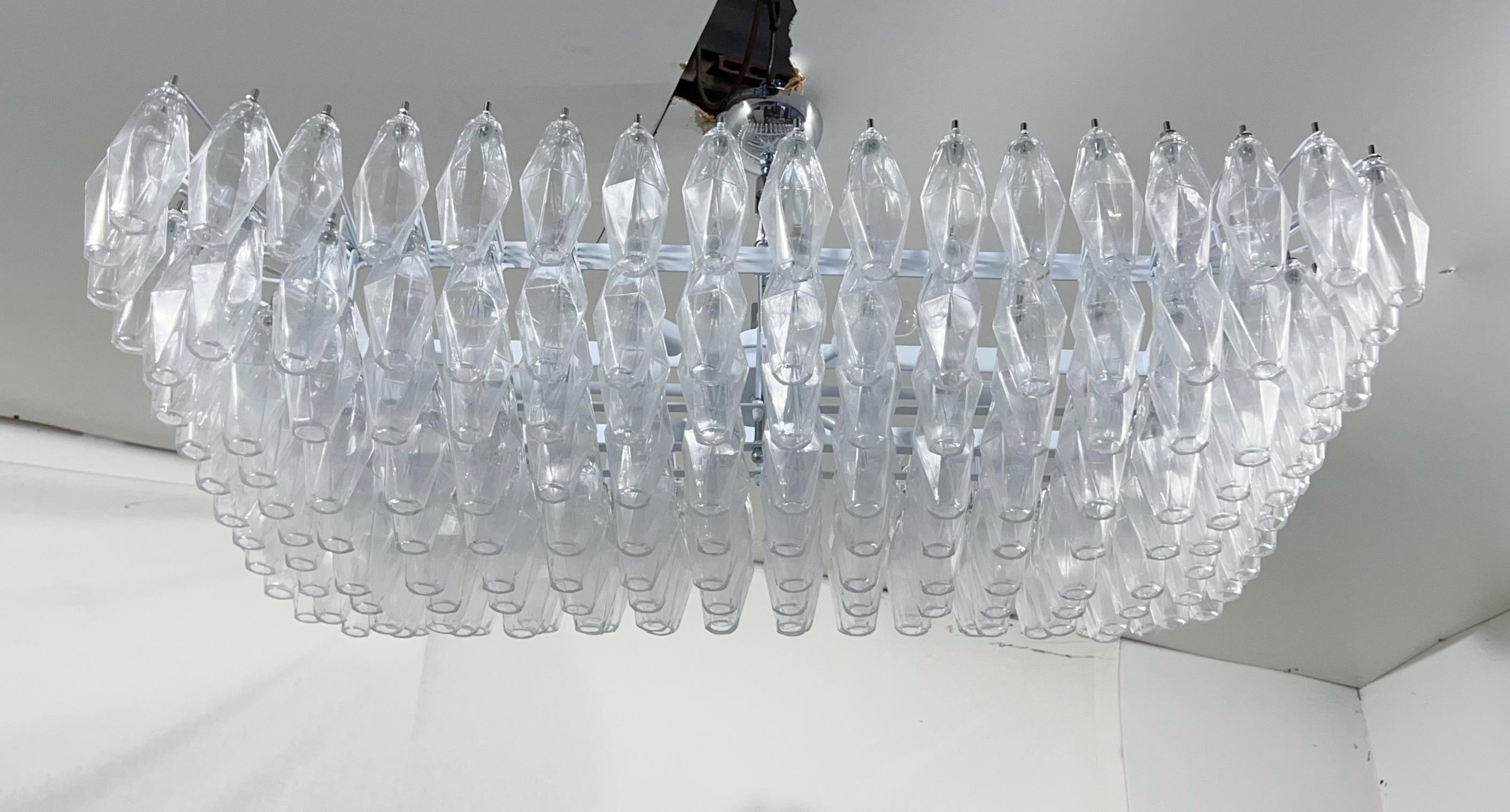 Mid-Century Modern Rectangular Poliedri Murano Chandelier For Sale