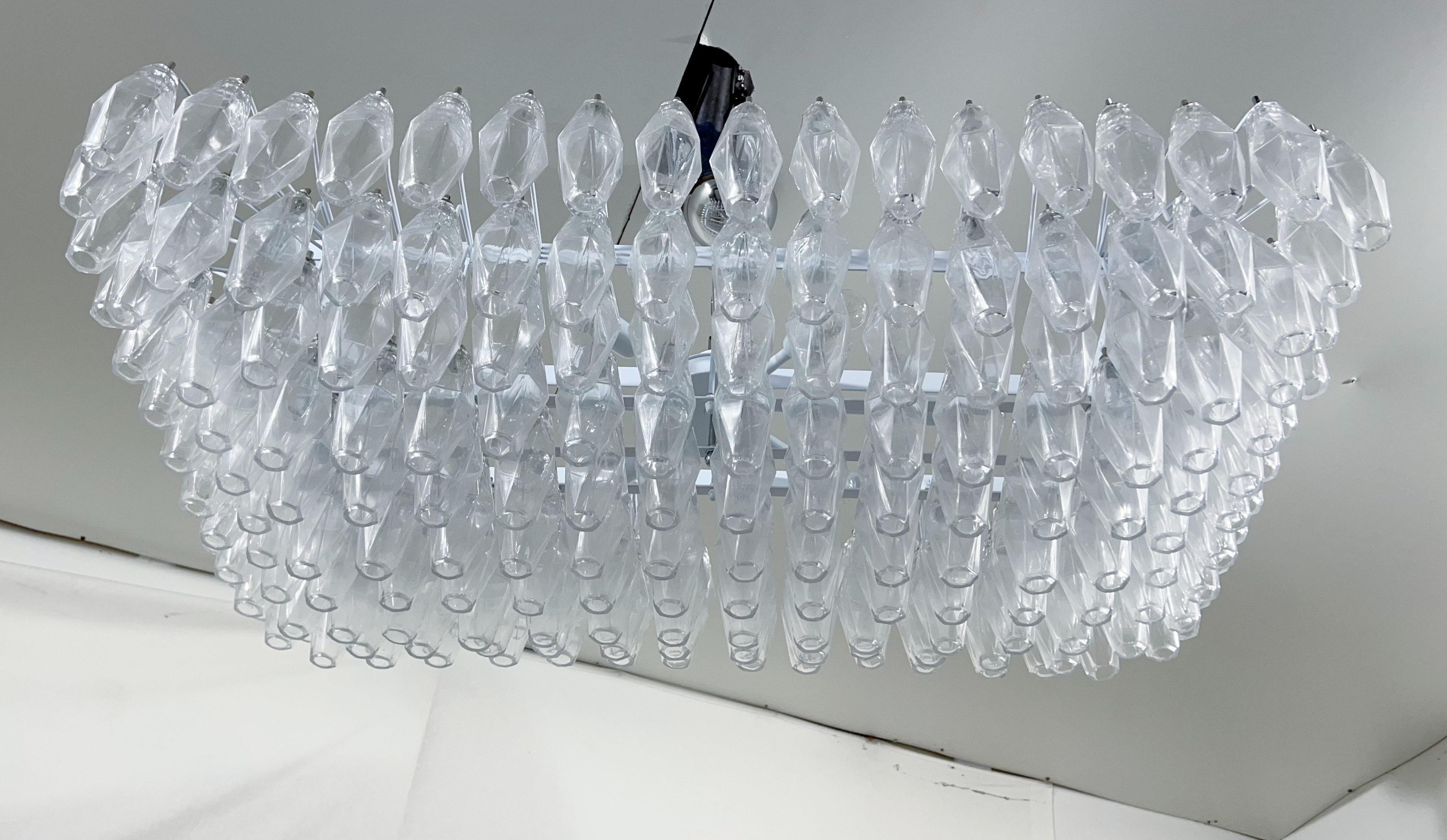 Italian Rectangular Poliedri Murano Chandelier For Sale