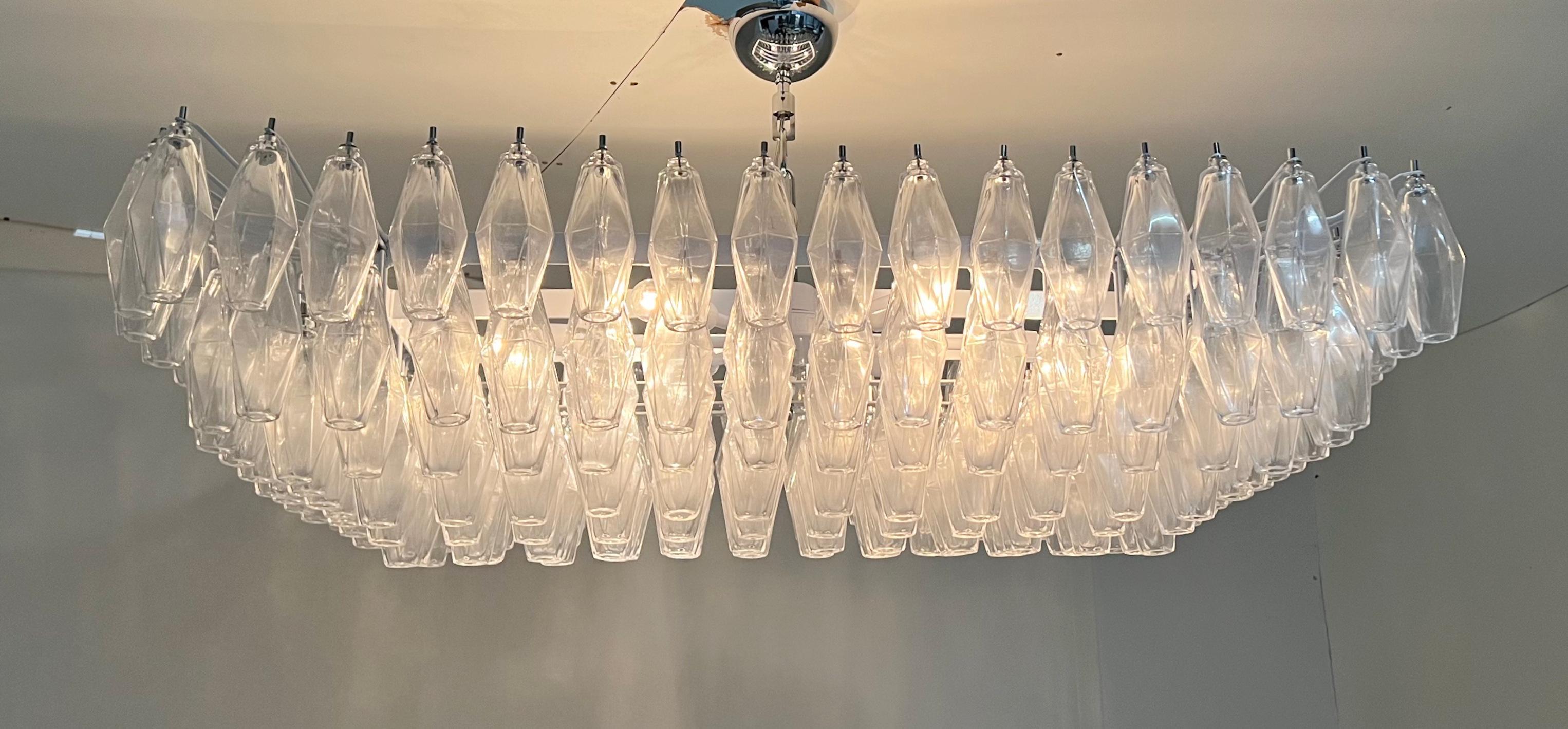 Rectangular Poliedri Murano Chandelier In New Condition For Sale In Los Angeles, CA