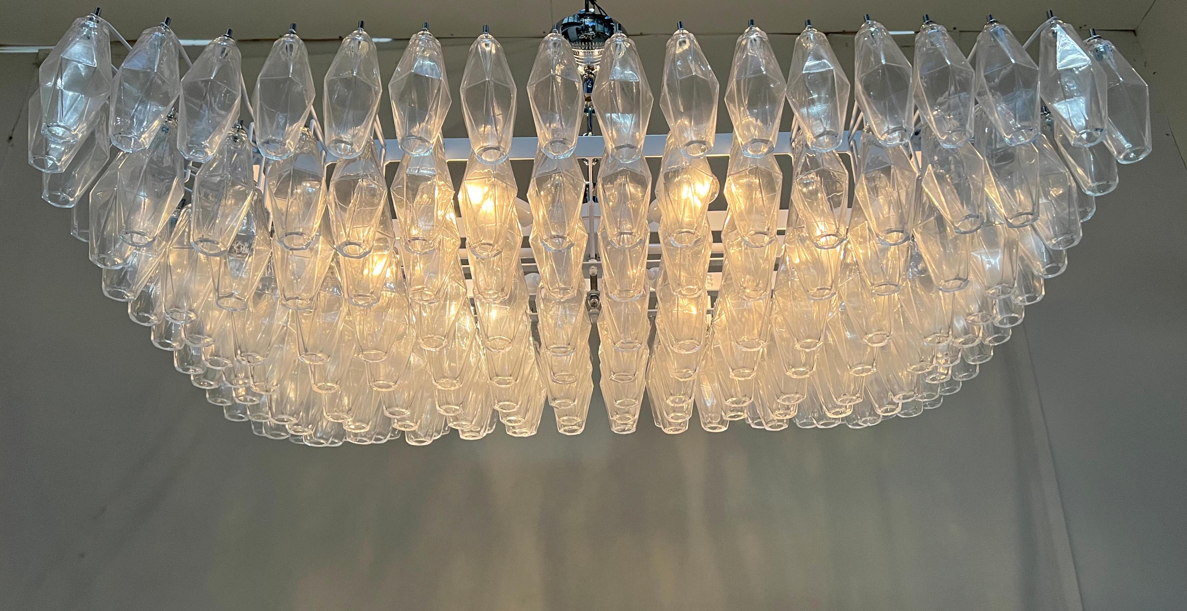 Murano Glass Rectangular Poliedri Murano Chandelier For Sale