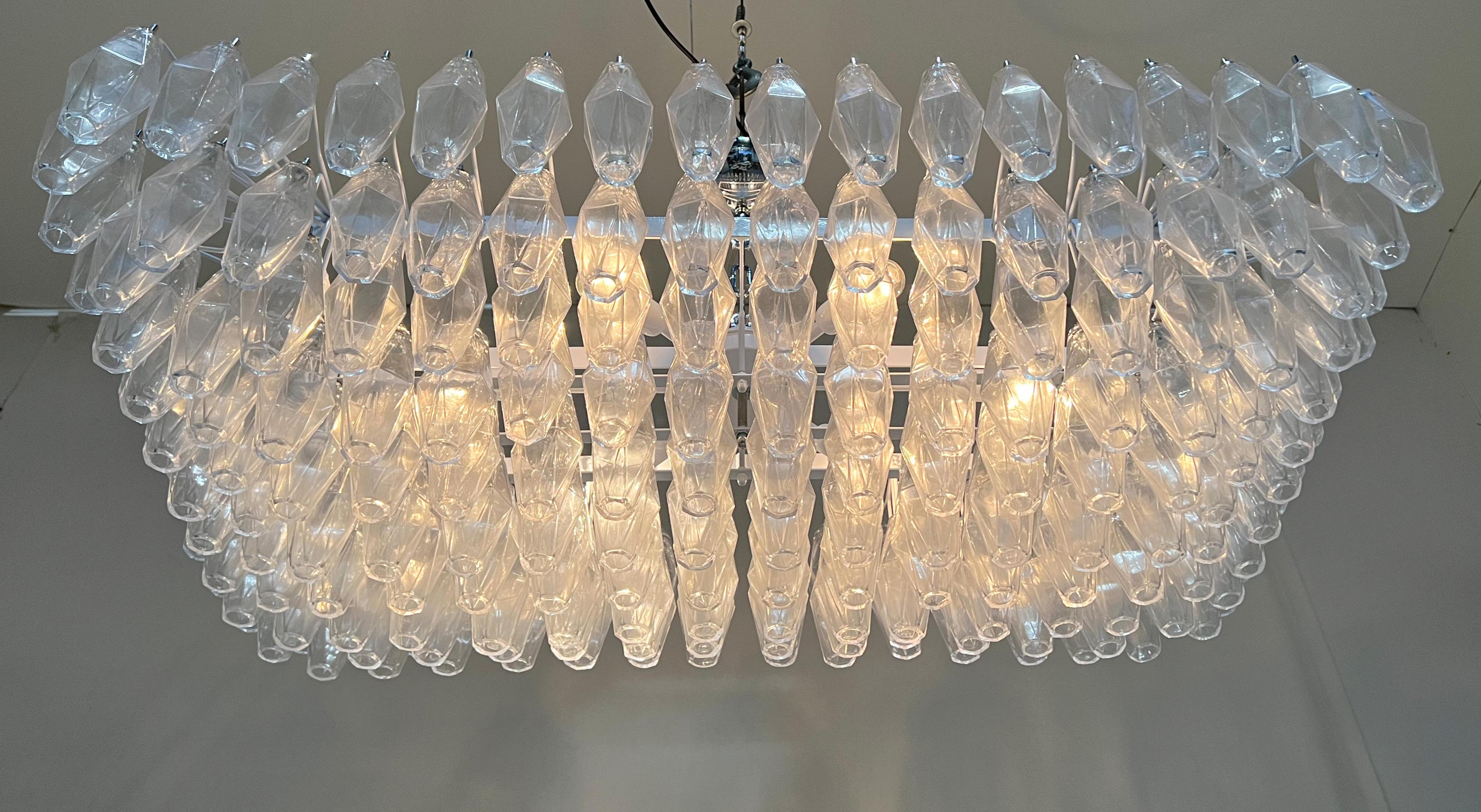 Rectangular Poliedri Murano Chandelier For Sale 1