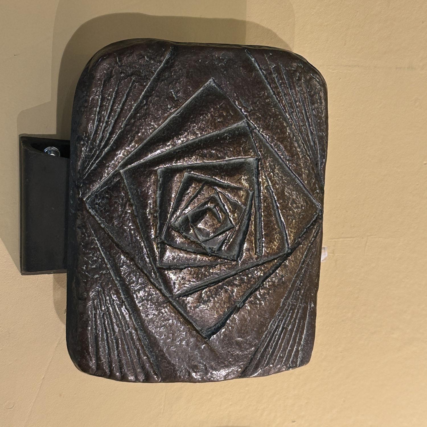 Rectangular Push and Pull Door Handle in Bronze with Spiral Relief In Excellent Condition For Sale In London, GB