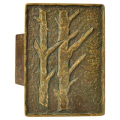Poignée de porte rectangulaire Push and Pull en bronze avec relief d'arbre