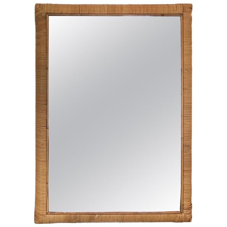 Rectangular Rattan Mirror at 1stDibs