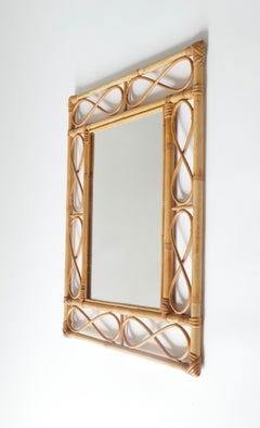 Rectangular Rattan Mirror, France 1960s