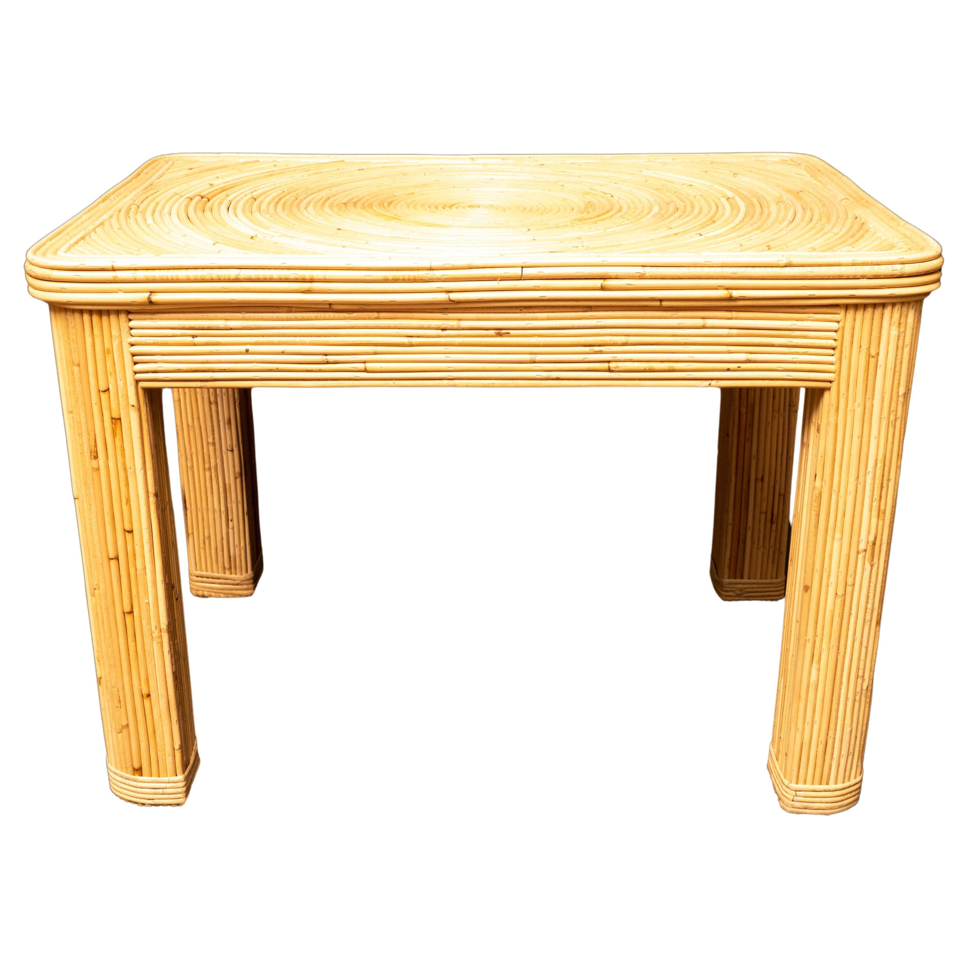 Table d'appoint rectangulaire en rotin par Creel and Gow