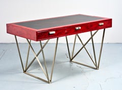 Rectangular red desk by Maison Charles