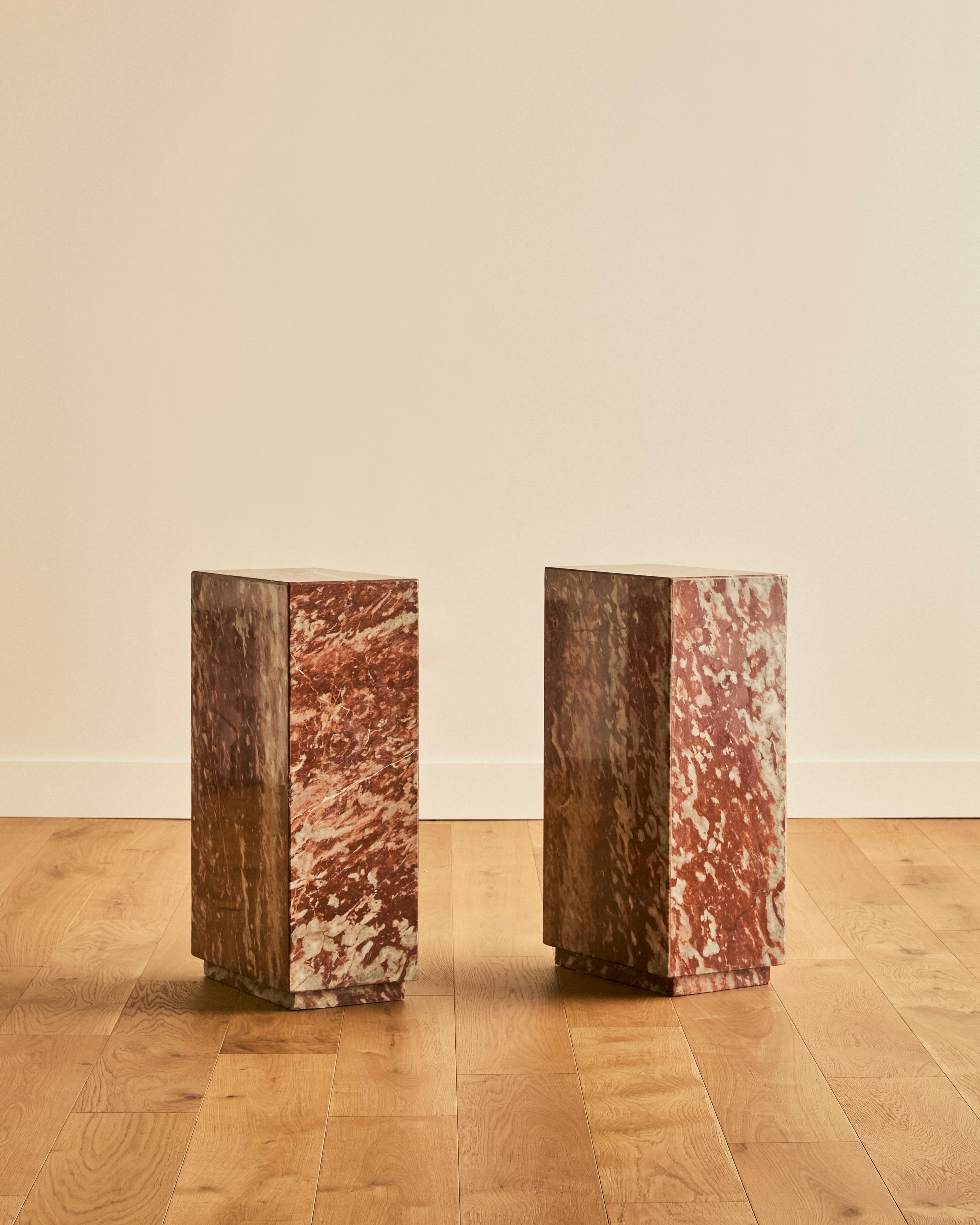 Rectangular Red Marble Pedestal In Good Condition For Sale In Long Island City, NY