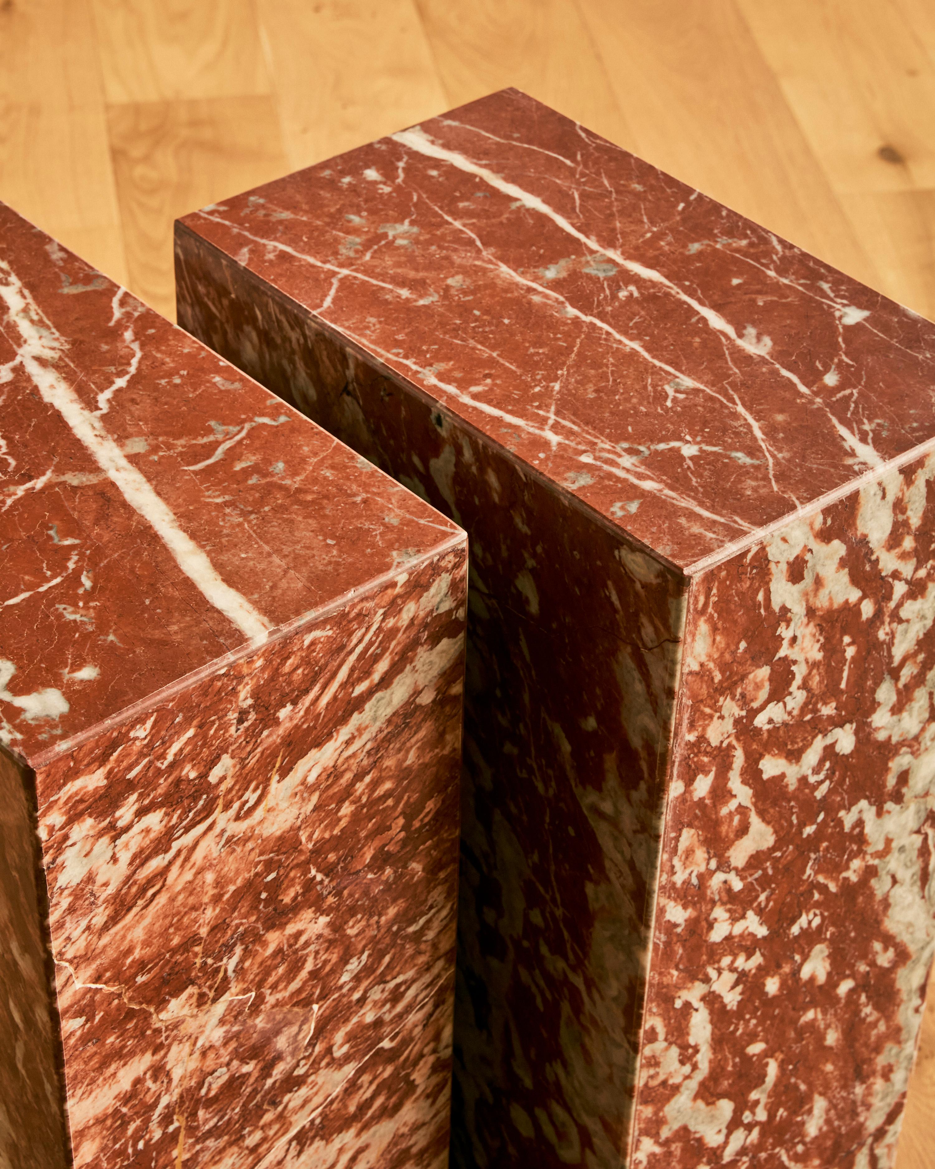 Rectangular Red Marble Pedestal For Sale 2