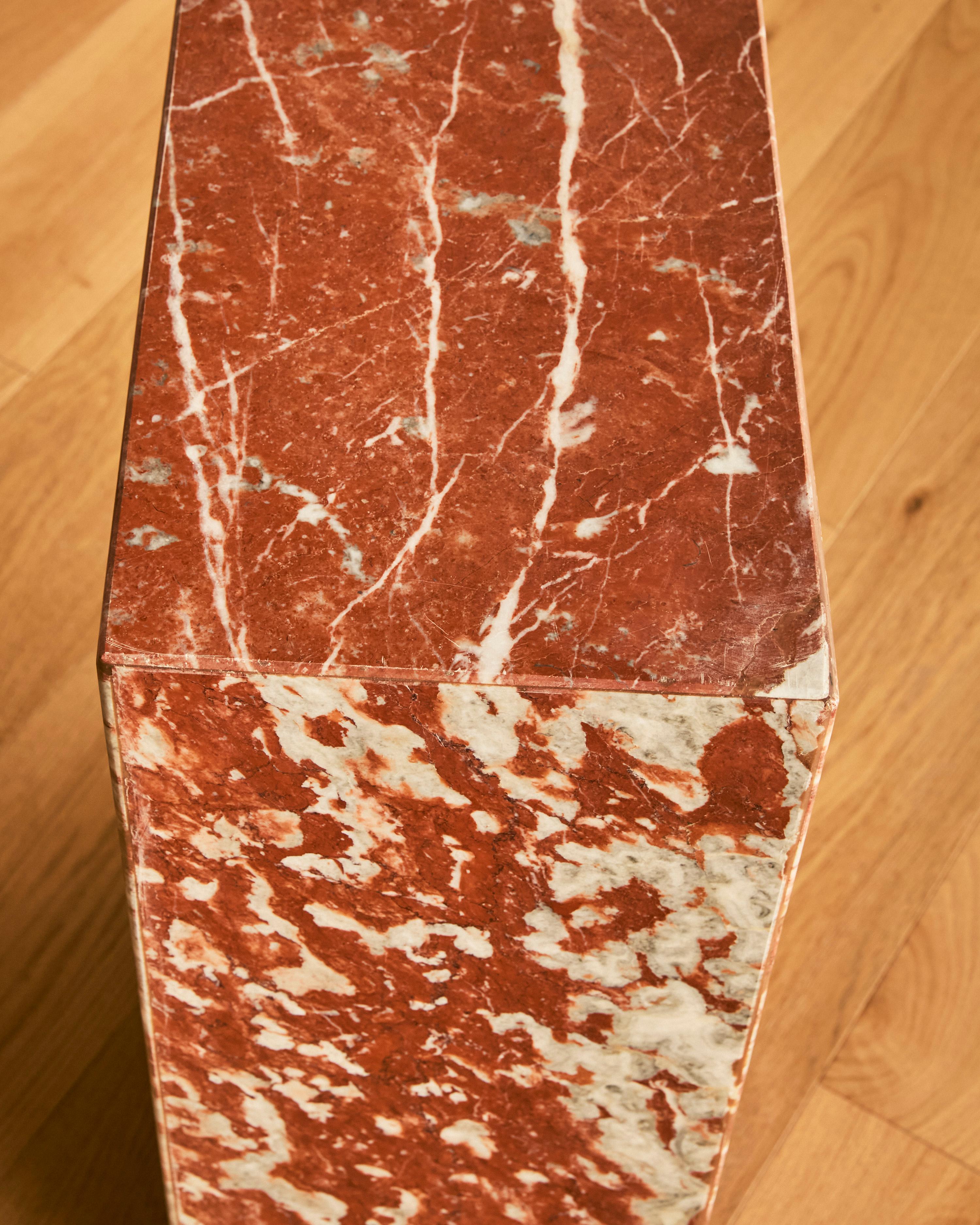 Rectangular Red Marble Pedestal For Sale 3