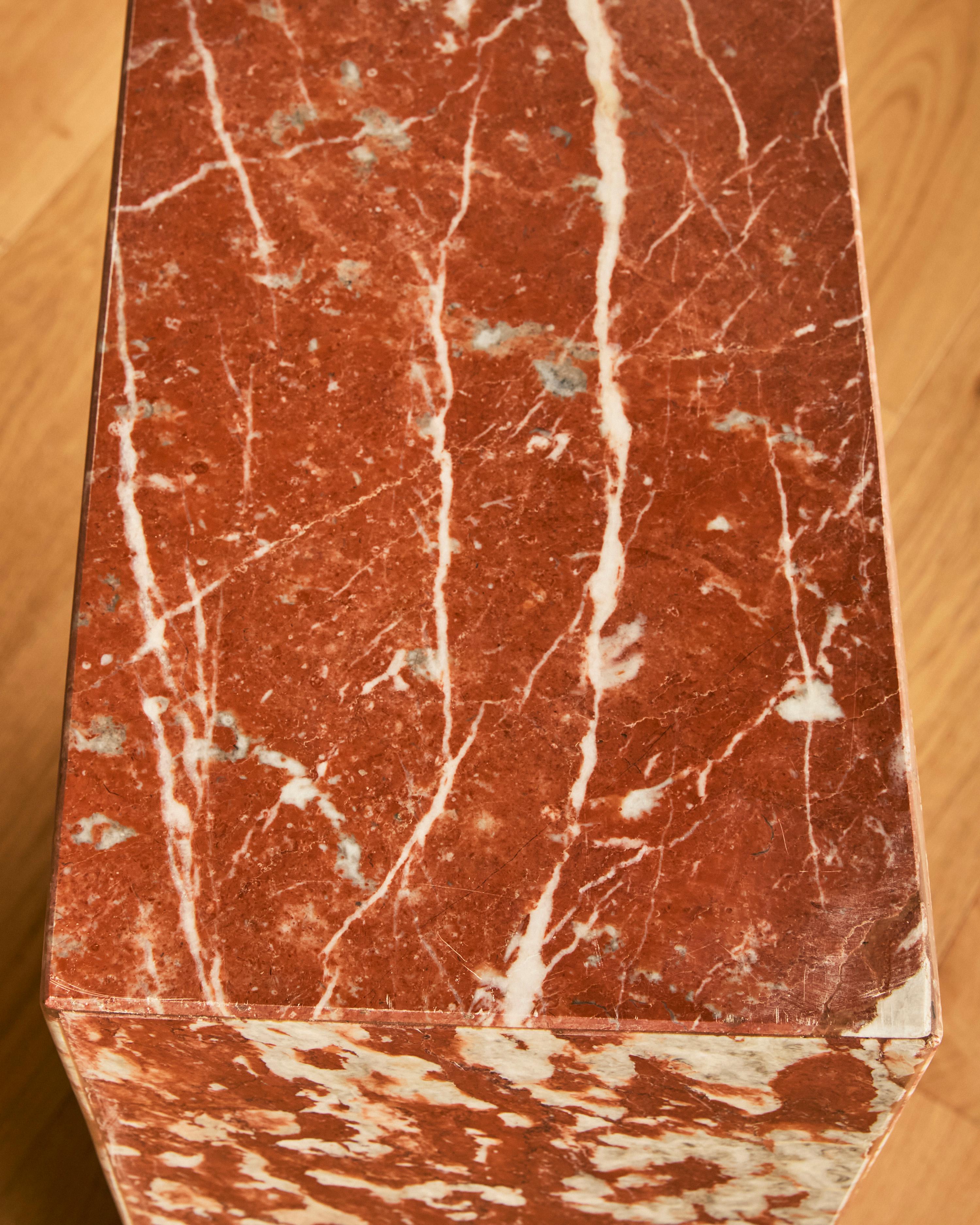 Rectangular Red Marble Pedestal For Sale 4