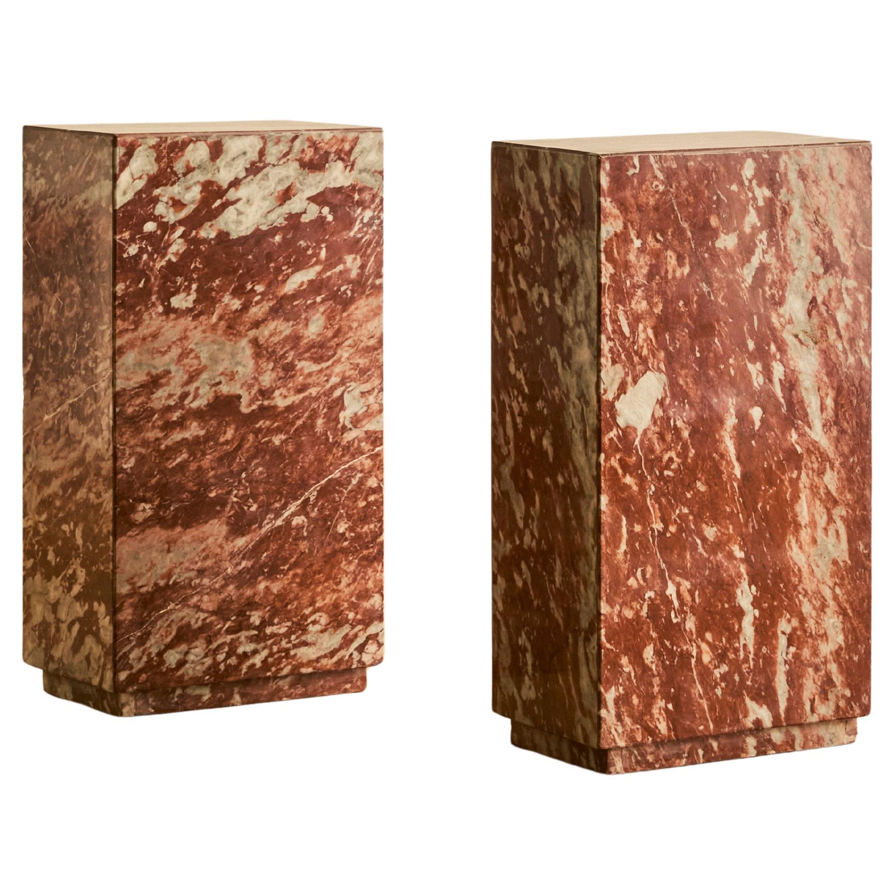 Rectangular Red Marble Pedestal