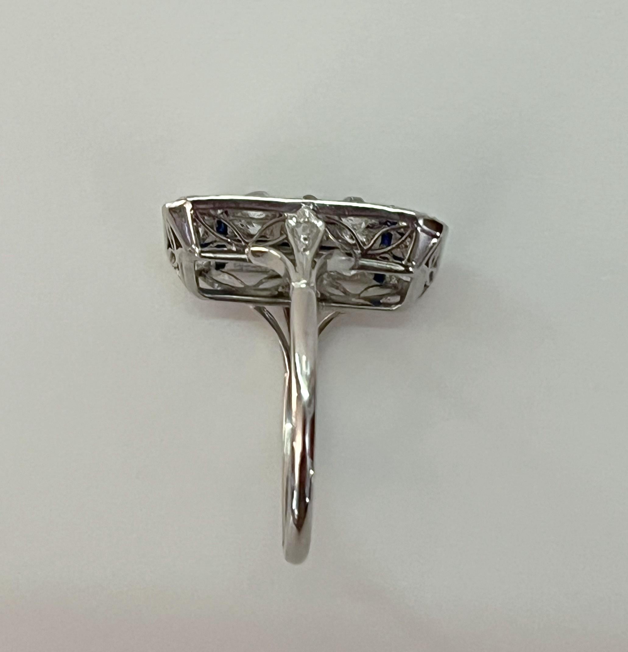 Rectangular Ring With Sapphires And Diamonds, 194… - image 5