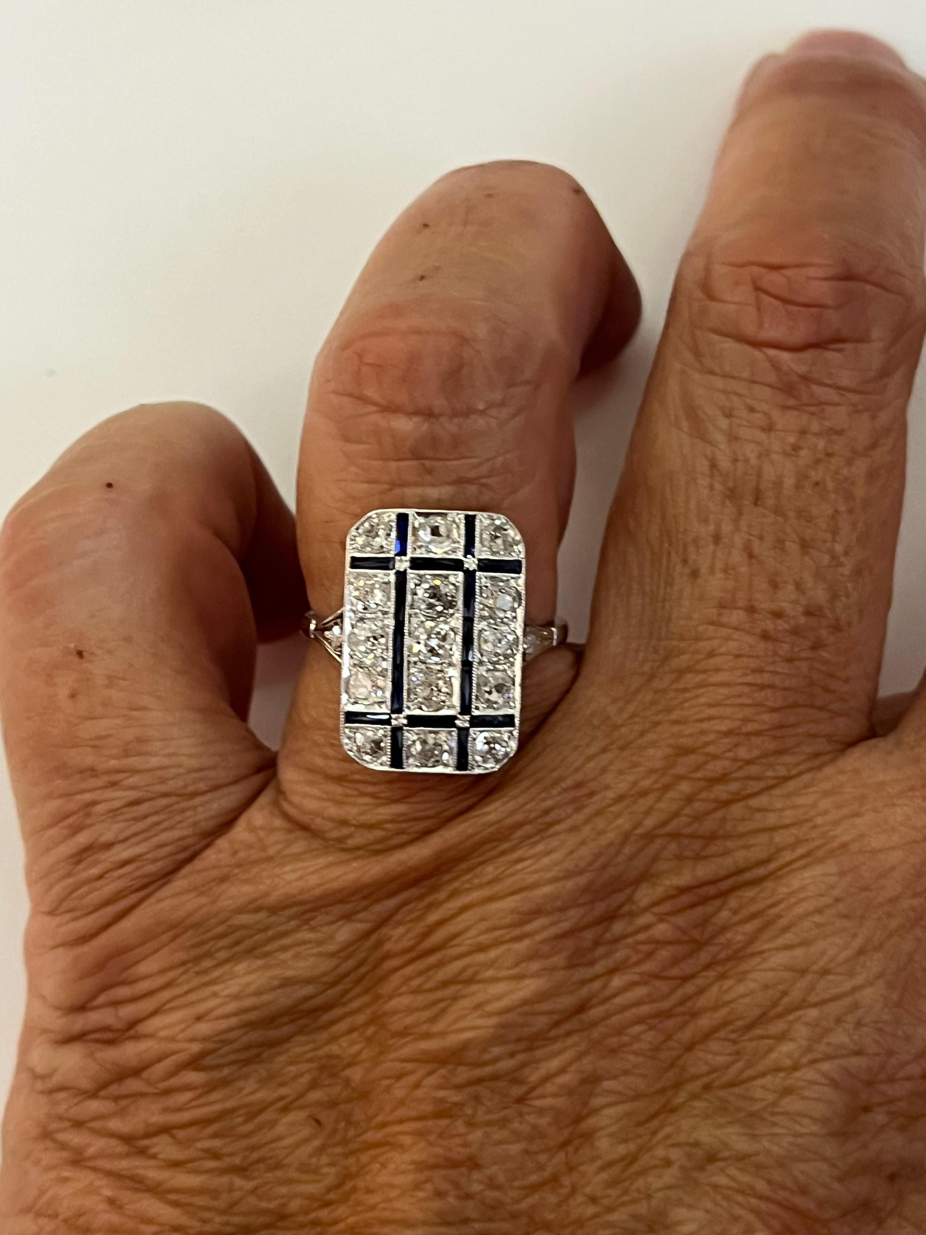 Rectangular Ring With Sapphires And Diamonds, 194… - image 6