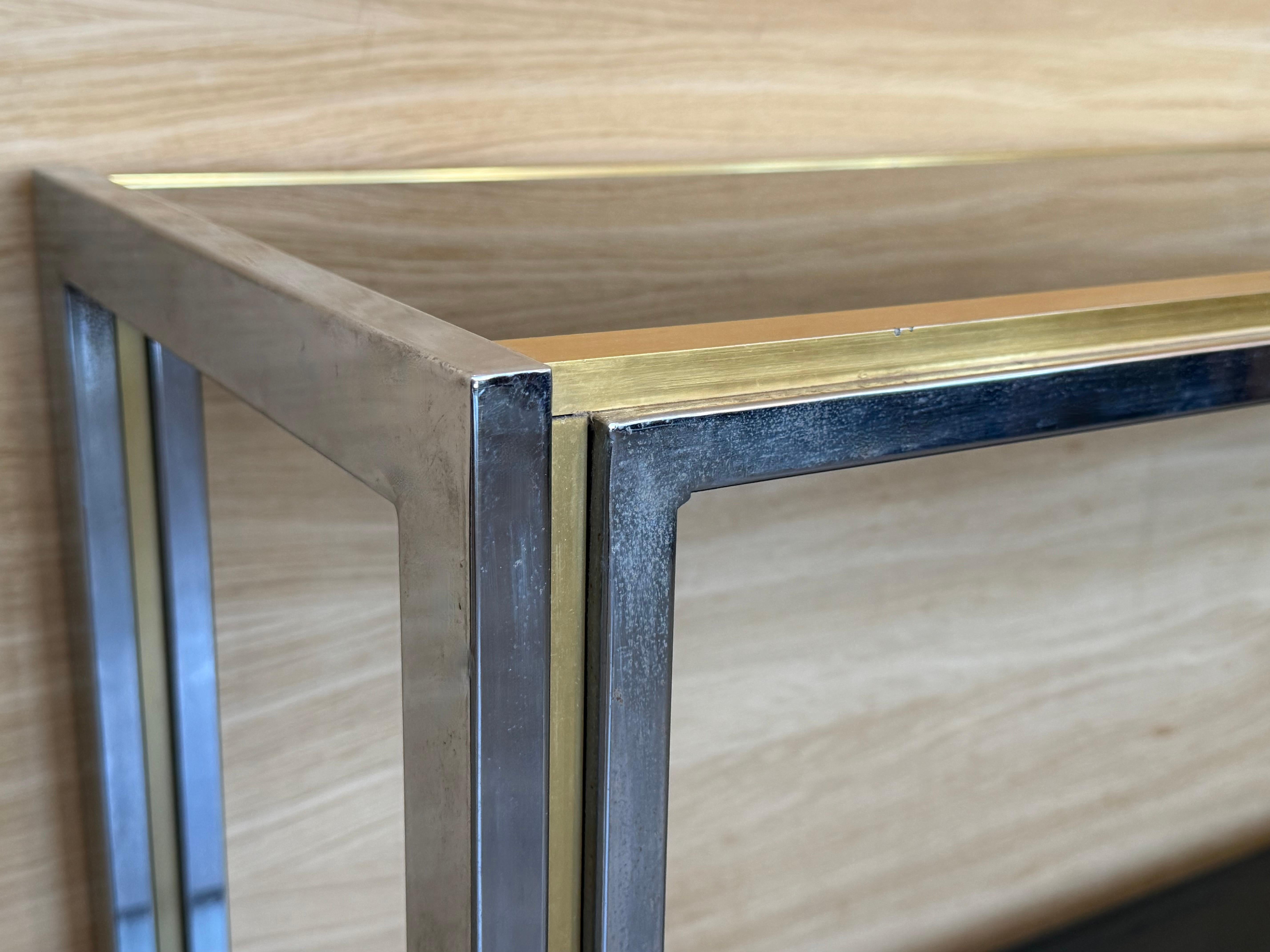 Console rectangulaire à deux niveaux Romeo Rega Laiton Or Métal Argent Design Italien en vente 5