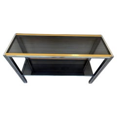 Rectangular Romeo Rega Two Tier Console Brass Gold Metal Silver Italian Design