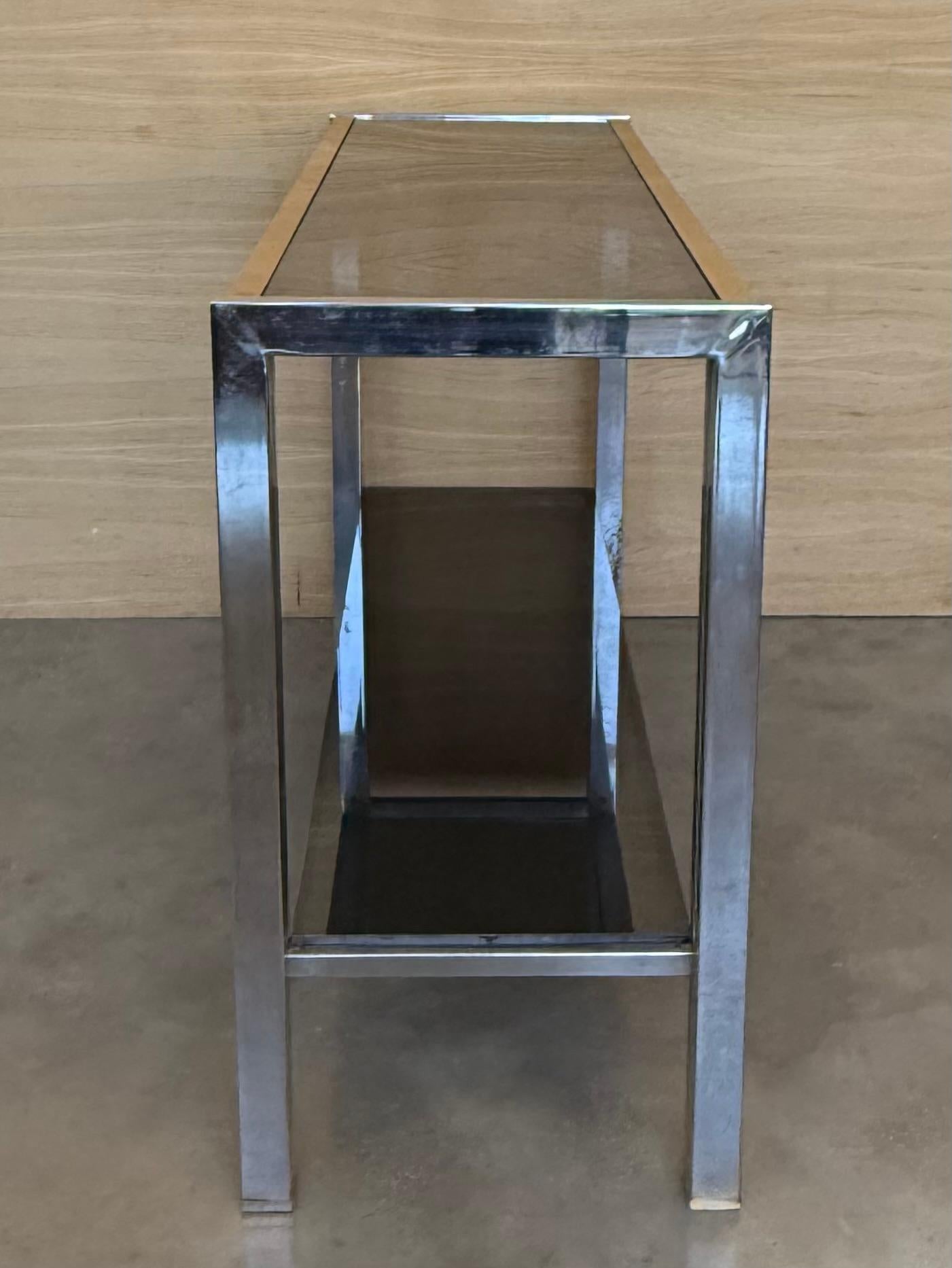 Console rectangulaire à deux niveaux Romeo Rega Laiton Or Métal Argent Design Italien en vente 2