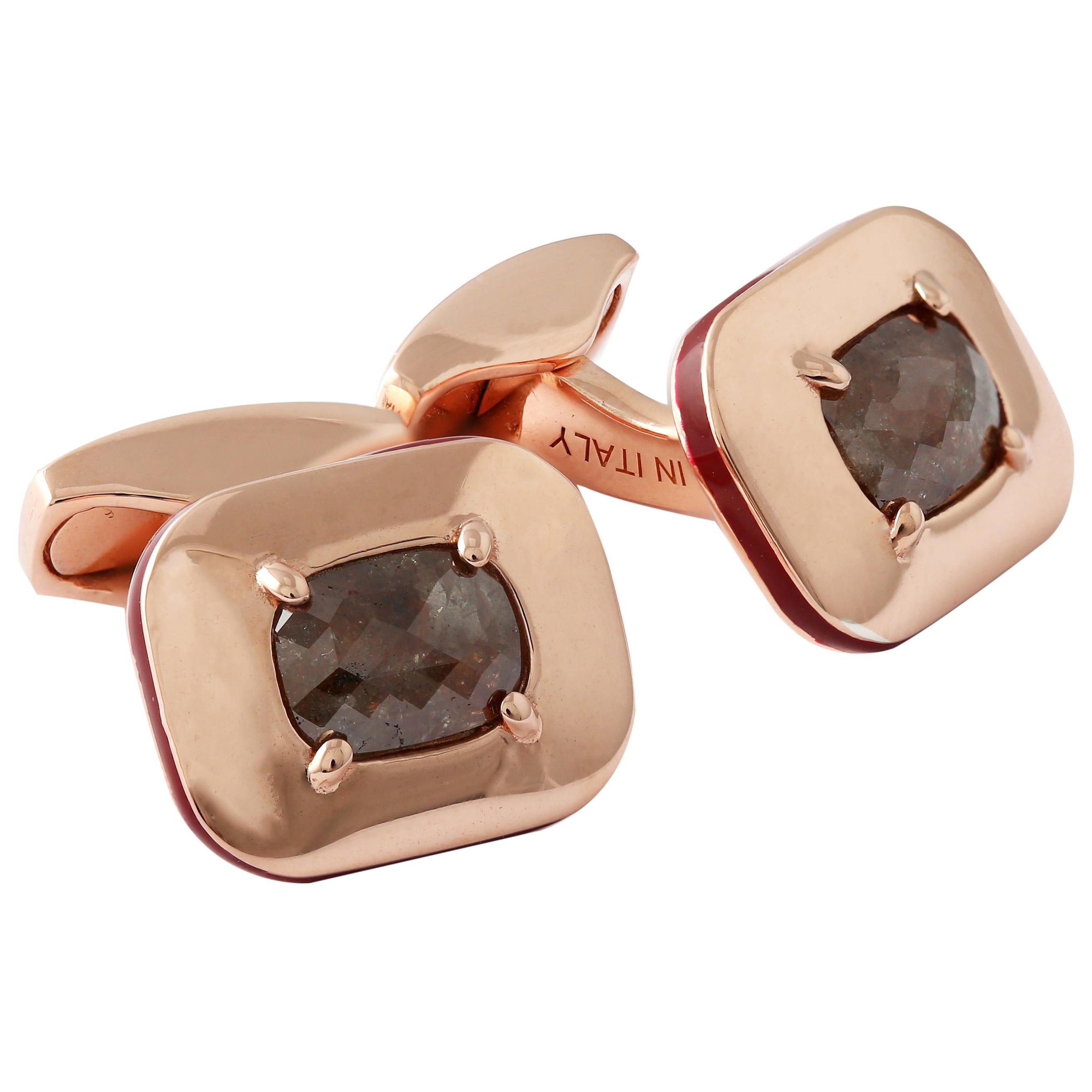 Rectangular Rose Cut Diamond Cufflinks 1.70 Carat Gold-Plated Limited Edition