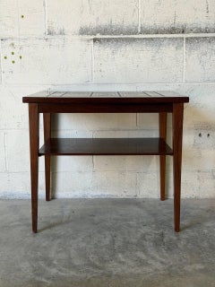 Rectangular Rosewood Ceramic Tile-Top Coffee Table Vintage 1970s