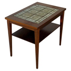 Rectangular Rosewood Ceramic Tile-Top Coffee Table Vintage 1970s