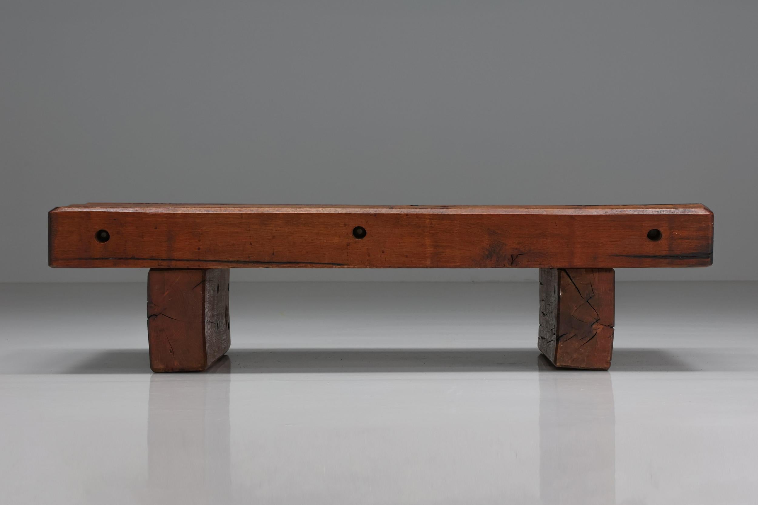 Italian Rectangular Rustic Wood Coffee Table, 1940s For Sale