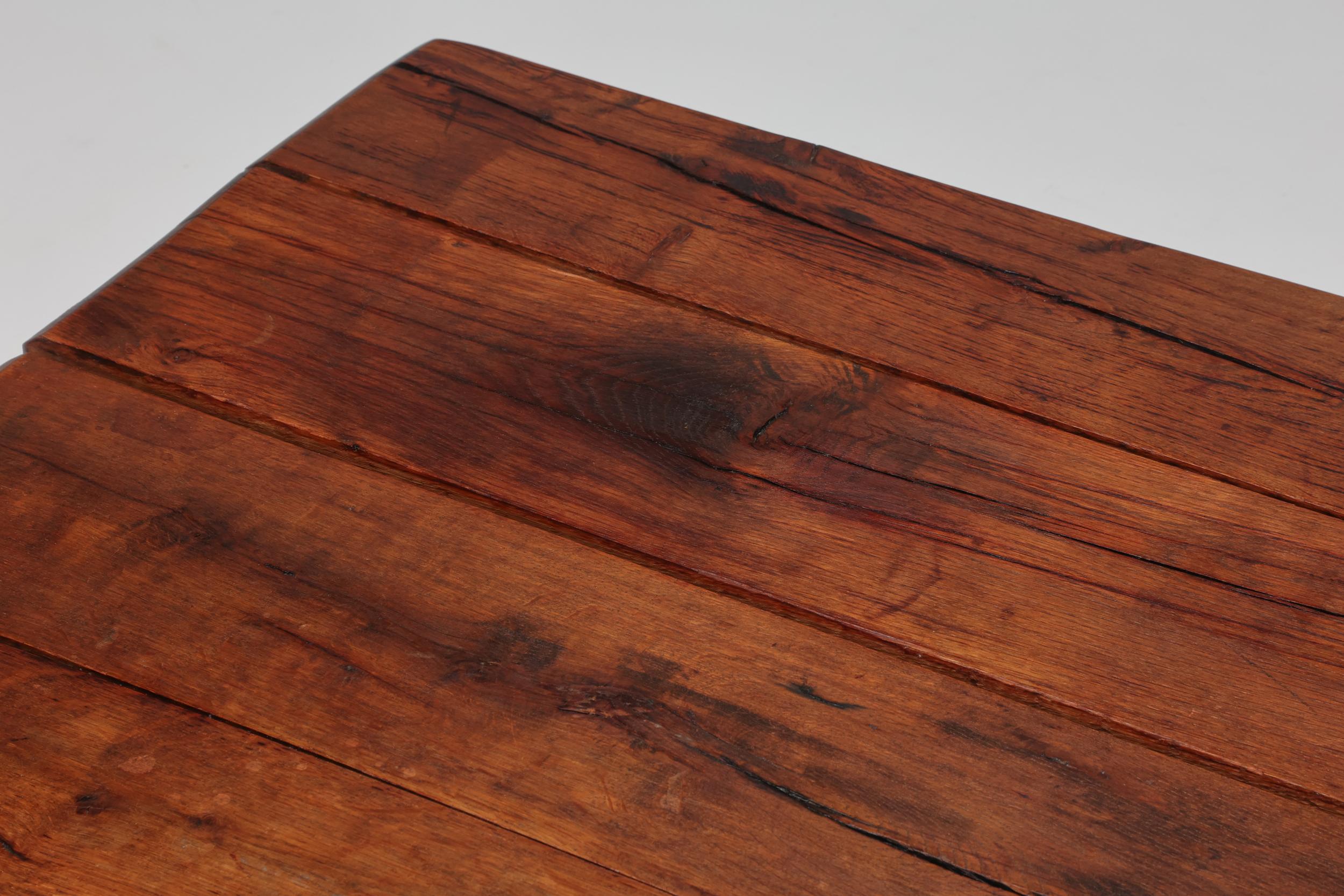 Rectangular Rustic Wood Coffee Table, 1940s 2