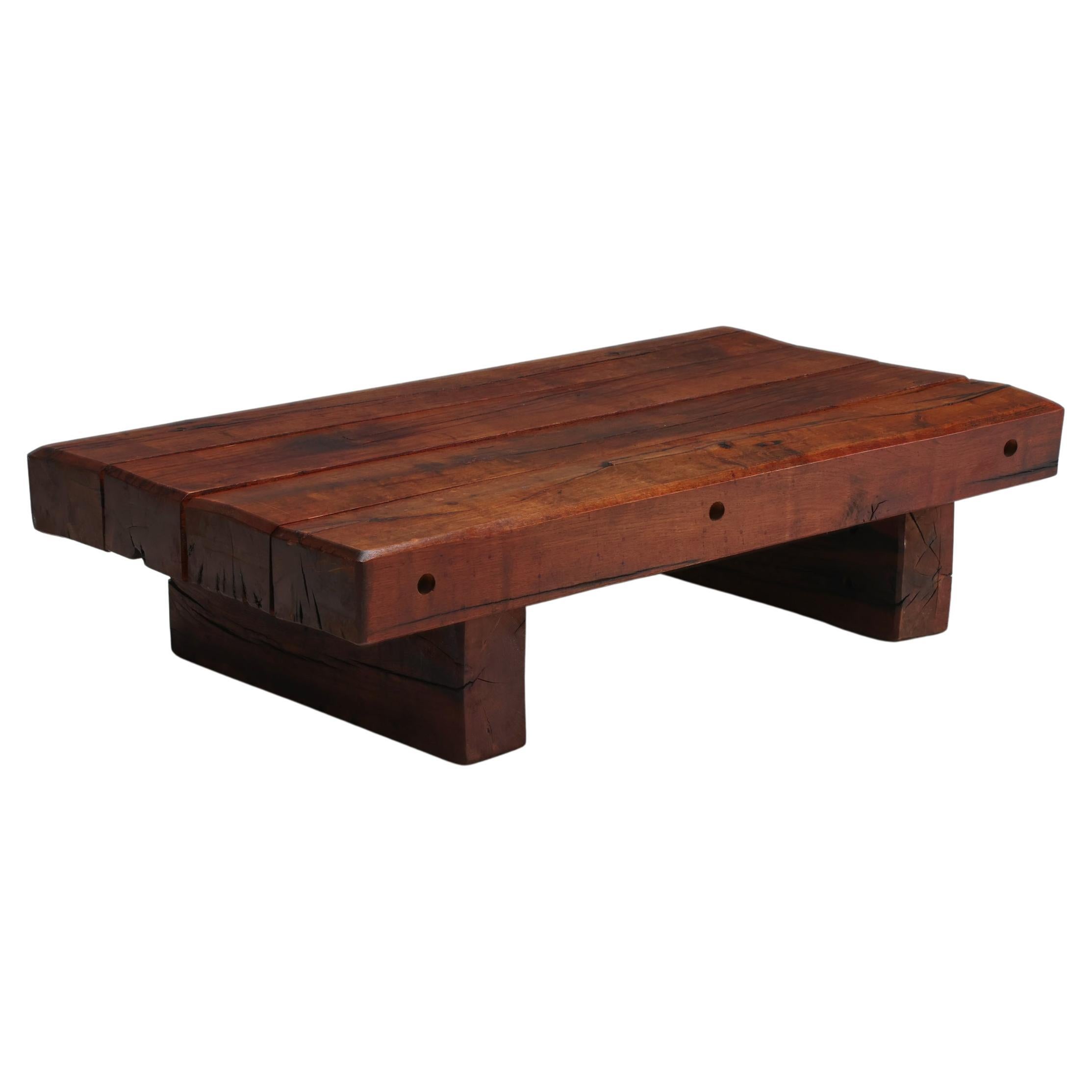 Rectangular Rustic Wood Coffee Table, 1940s For Sale