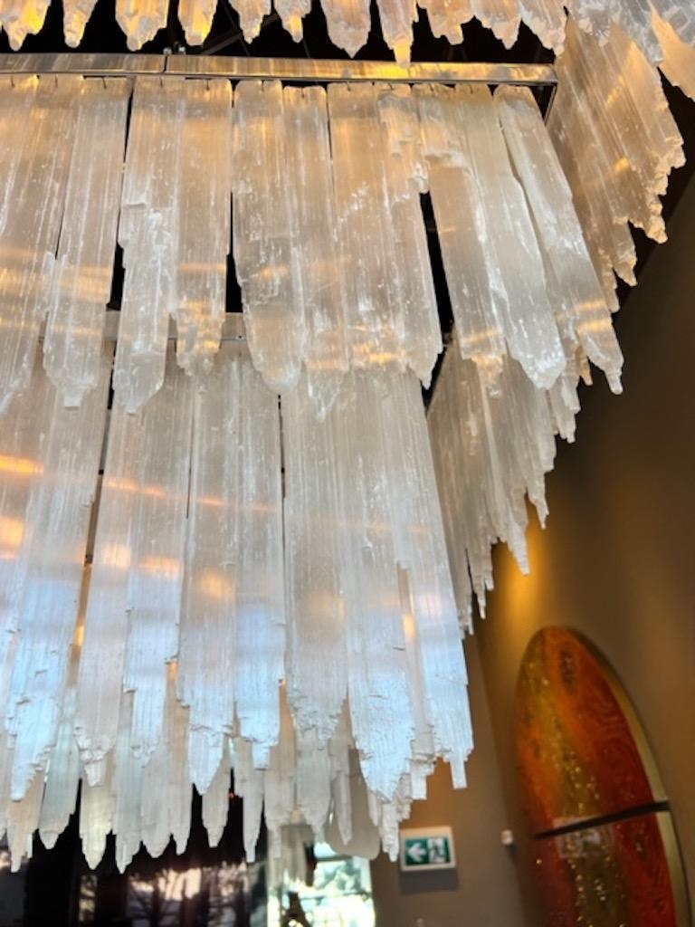 Art Deco Rectangular sellenite quartz chandelier modern  For Sale