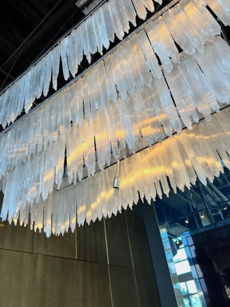 Contemporary Rectangular sellenite quartz chandelier modern  For Sale