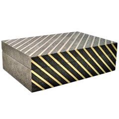 Rectangular Shagreen Box with Brass Trims by Ginger Brown