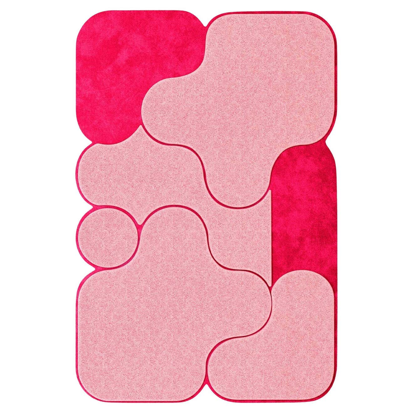 Modern Rectangular Shape Geomtric Pattern Hand-Tufted Rug Pantone Viva ...