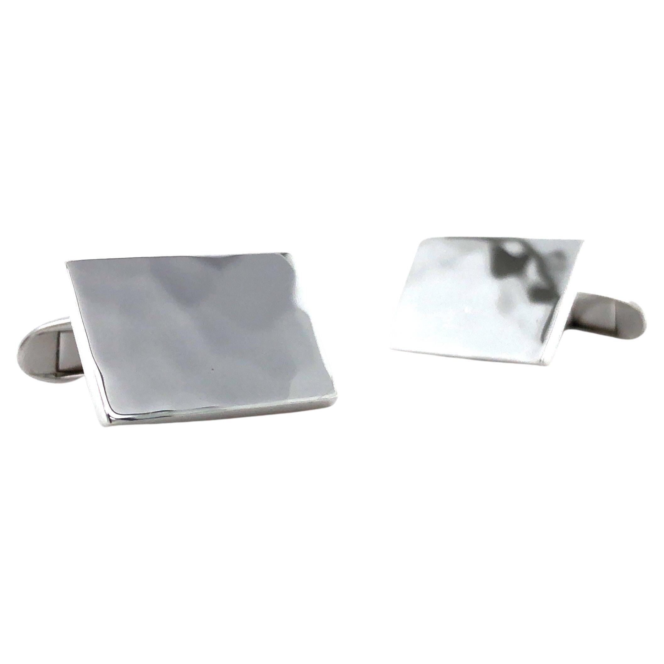 Gemelli di forma rettangolare e strutturati in argento Sterling 925 17,5 mm x 12,5 mm
