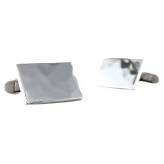 Gemelos de forma rectangular y estructurada Plata de Ley 925 17,5 mm x 12,5 mm