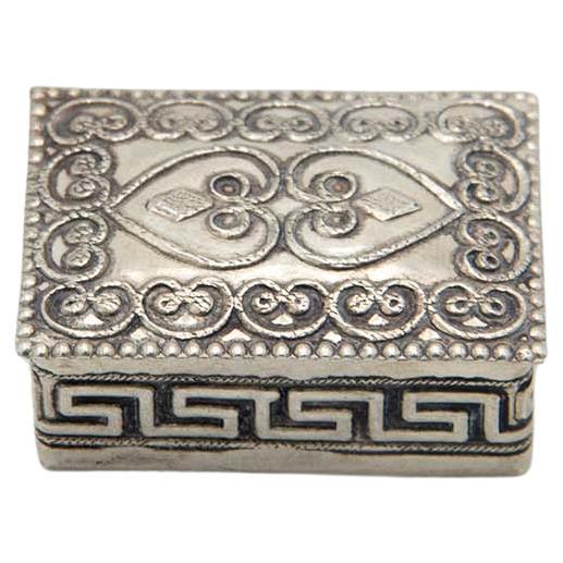 Rectangular shaped silver pill box