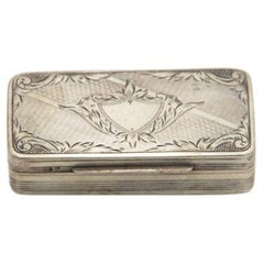 Rectangular shaped snuff box in fluted silver