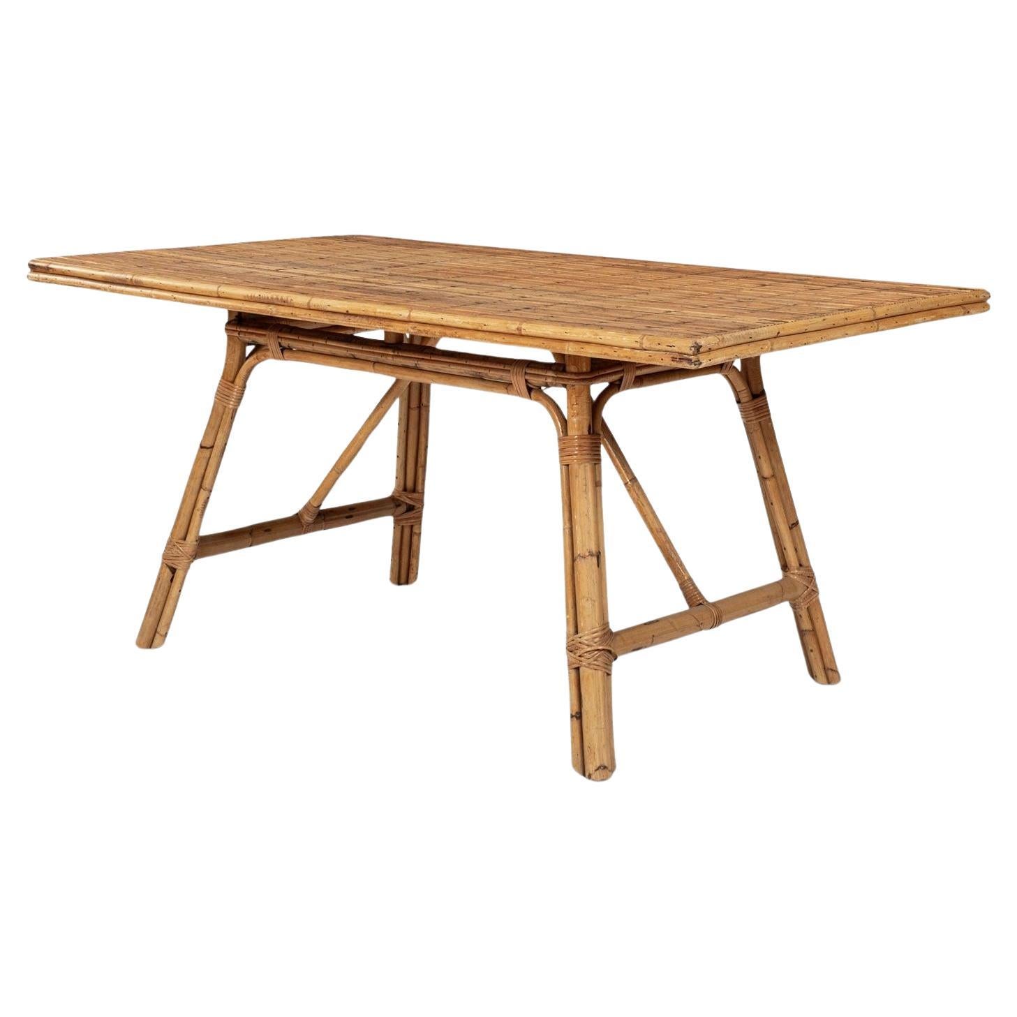 Rectangular-Shaped Top Rattan Dining Table For Sale