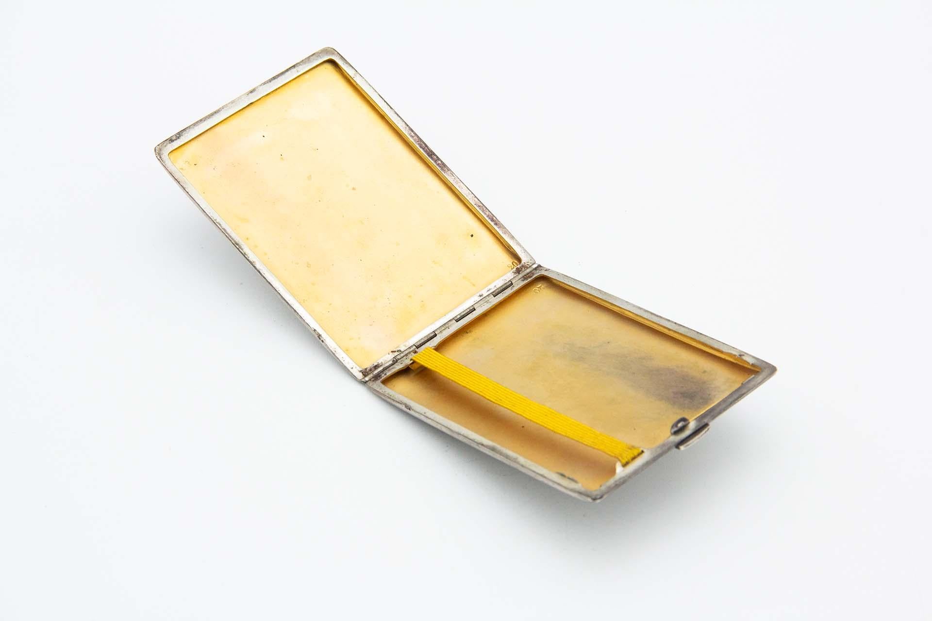 European Rectangular silver cigarette case For Sale