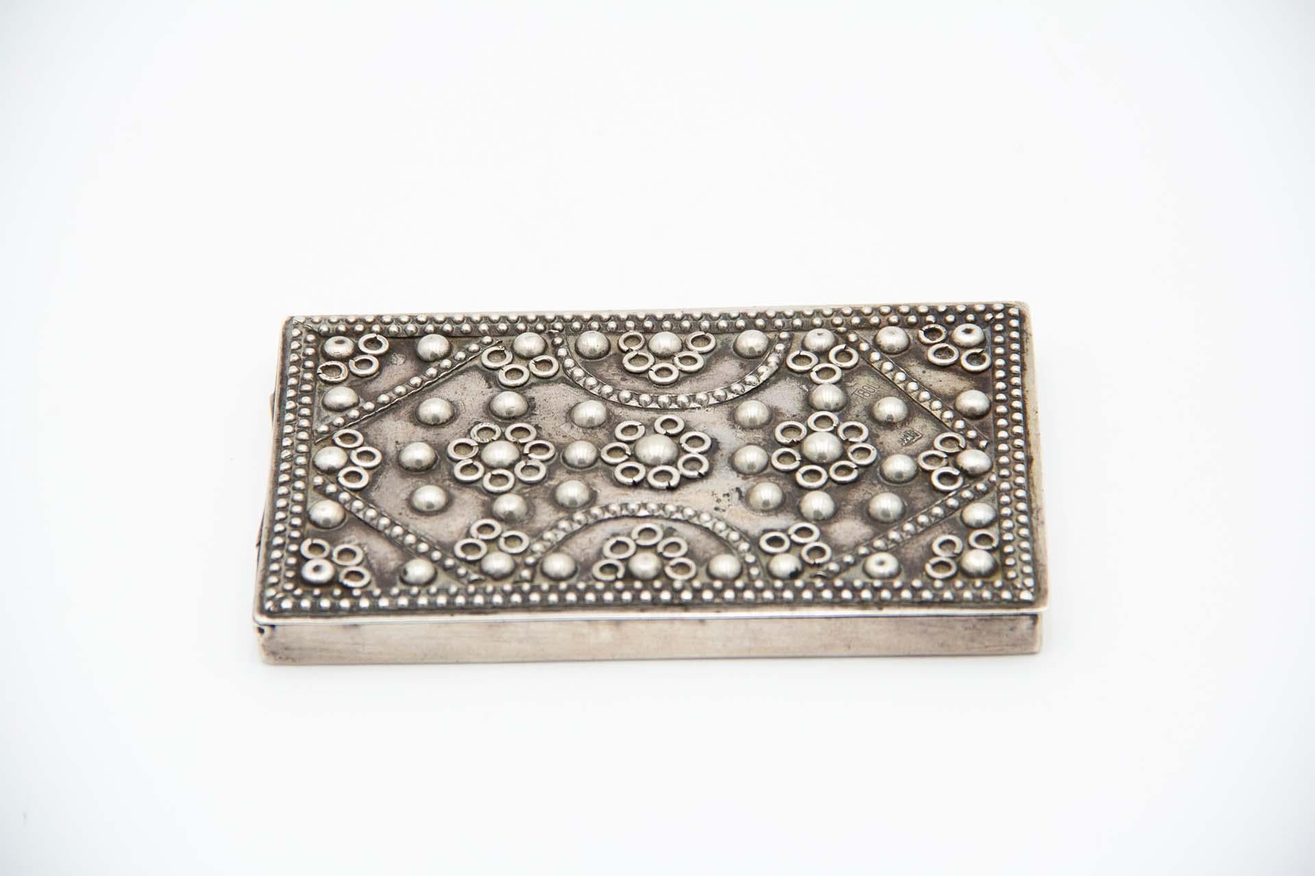 European Rectangular silver cigarette case For Sale